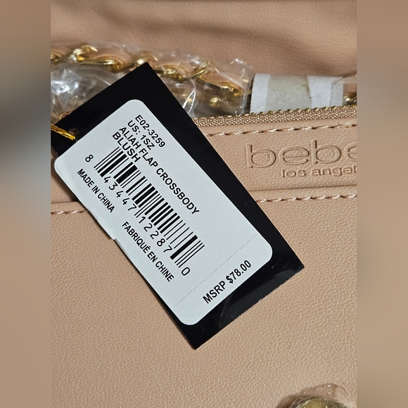 Bebe ALIAH Crossbody Bag Faux Leather Logo Leather Blush NWT - Picture 5 of 11
